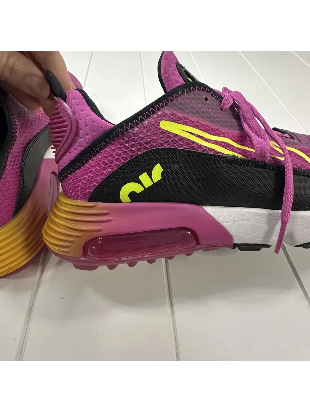 Nike Air Max 2090 Purple Yellow Sneakers Size 6.5Y